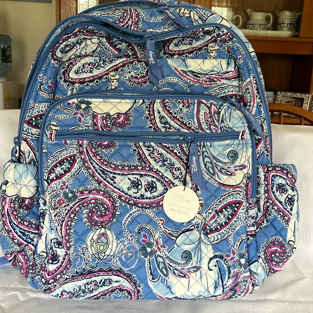 Vera Bradley Disney Cinderella Paisley XL Campus Backpack NWT